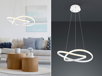 LED Pendelleuchte COURSE Weiß Stufen Dimmer 4000 Kelvin Neutralweiß, Ø 60cm