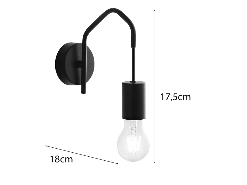 Ausgefallene Wandleuchte HABITAT 1-flammig Metall Schwarz, Höhe 17,5cm