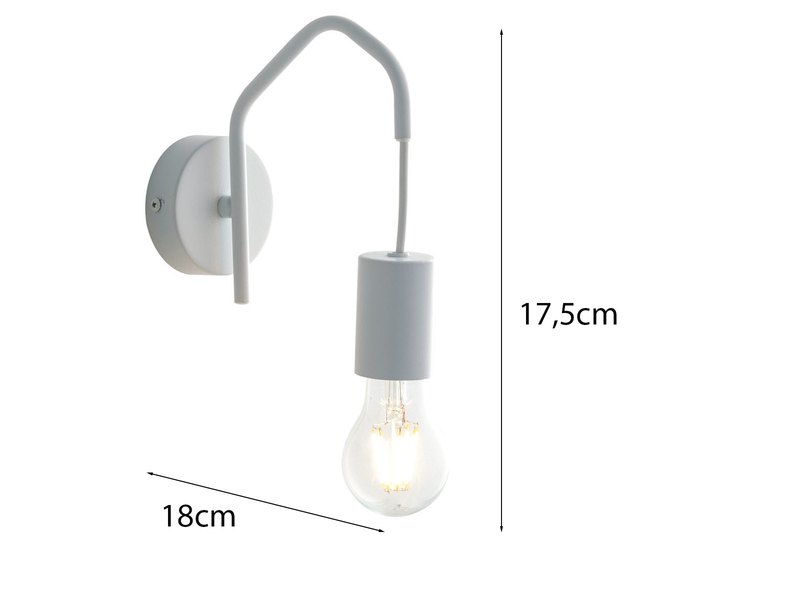 Ausgefallene Wandleuchte HABITAT 1-flammig Metall Weiß, Höhe 17,5cm
