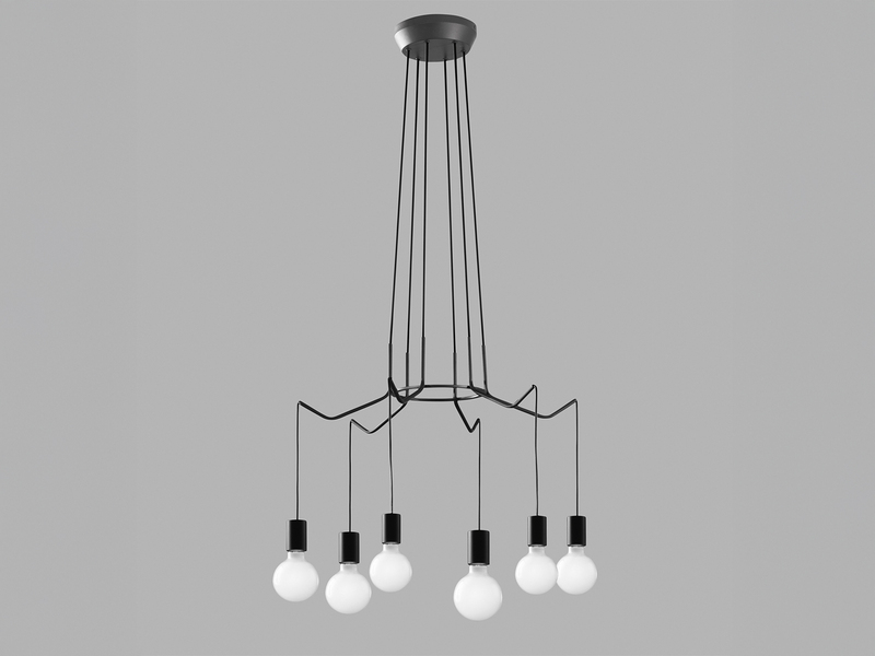 6 flammiger Kronleuchter HABITAT schwarz - moderne Spinnenleuchte, Ø 66cm