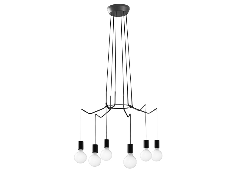 6 flammiger Kronleuchter HABITAT schwarz - moderne Spinnenleuchte, Ø 66cm
