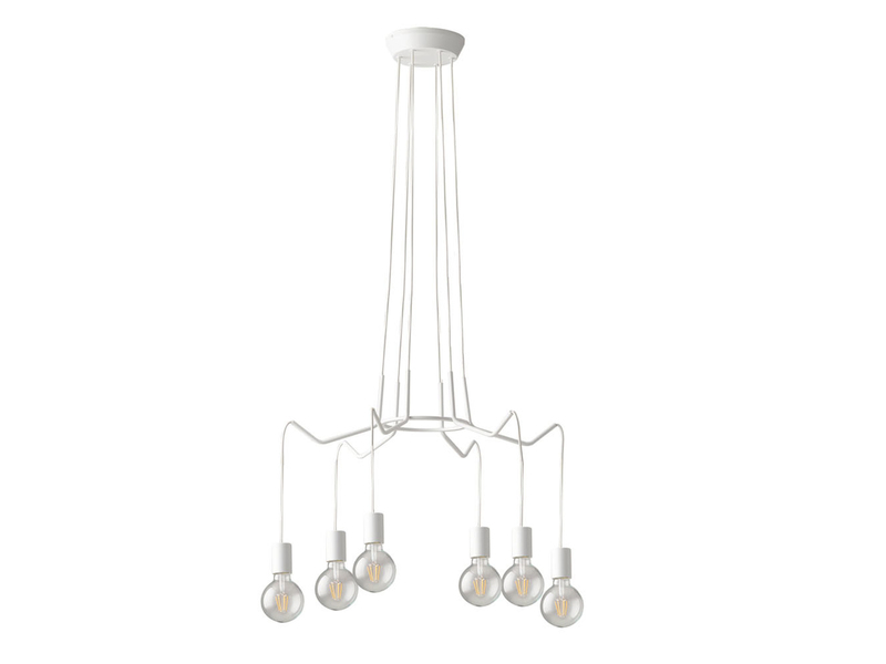 6 flammiger Kronleuchter HABITAT weiß - moderne Spinnenleuchte, Ø 66cm