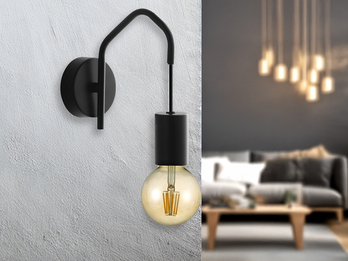 Ausgefallene LED Wandlampe 1-flammig Metall Schwarz, Höhe 17,5cm Ausgefallene LED Wandlampe 1-flammig Metall Schwarz, Höhe 17,5cm