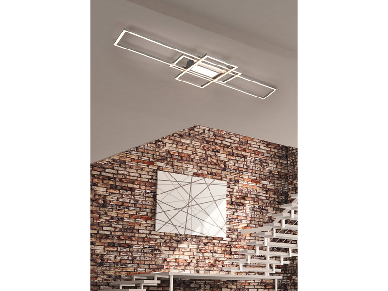 Große LED Deckenleuchte IRVINE Weiß mit Fernbedienung, Breite 105cm