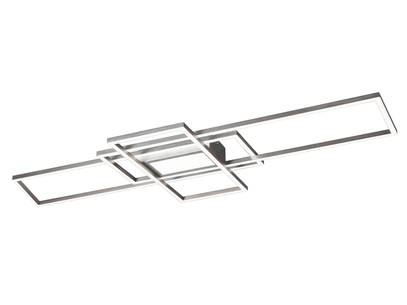 Große LED Deckenleuchte IRVINE Silber mit Fernbedienung, Breite 105cm