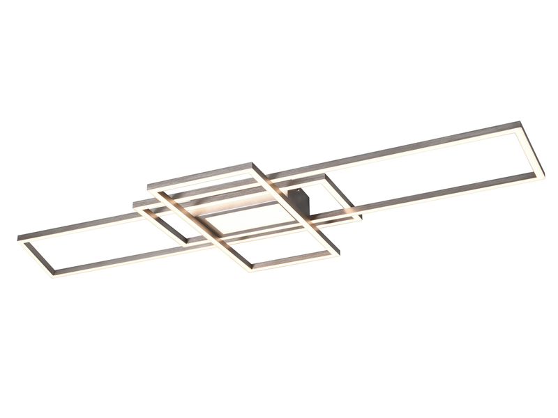 Große LED Deckenleuchte IRVINE Silber mit Fernbedienung, Breite 105cm