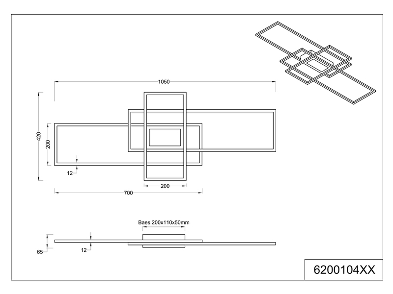 Große LED Deckenleuchte IRVINE Silber mit Fernbedienung, Breite 105cm