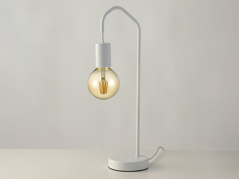 Ausgefallene LED Tischleuchte aus Metall in Weiß, Höhe 48cm