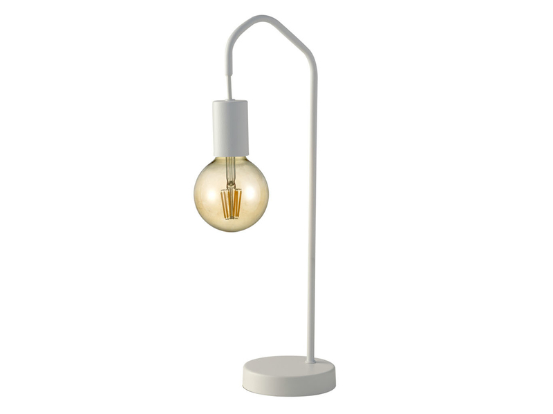 Ausgefallene LED Tischleuchte aus Metall in Weiß, Höhe 48cm