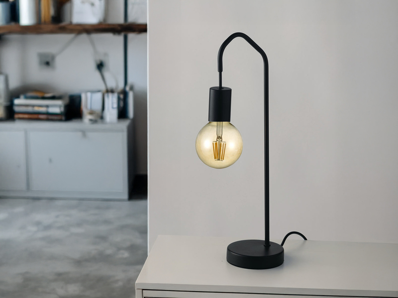 Ausgefallene LED Tischleuchte aus Metall in Schwarz, Höhe 48cm