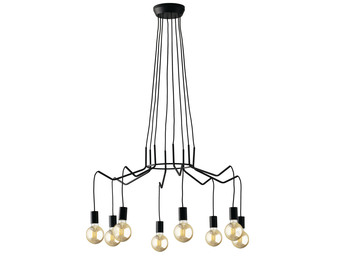 8 flammiger LED Kronleuchter Ø85cm Schwarz - minimalistisch moderne Spinnenlampe
