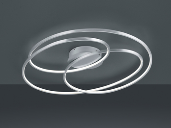 Große LED Deckenlampe GALE hell, dimmbar über Schalter, Silber, Breite 80cm