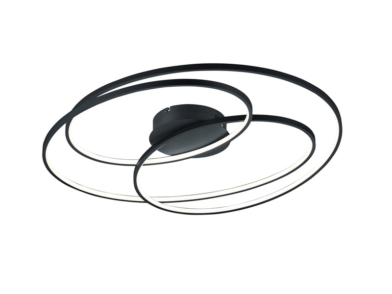 Große LED Deckenlampe GALE Schwarz, dimmbar über Schalter, Breite 80cm