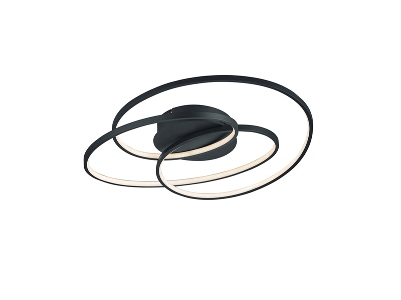 Große LED Deckenlampe GALE Schwarz, dimmbar über Schalter, Breite 60cm