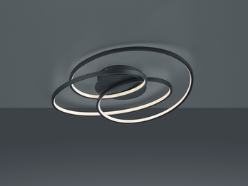 Große LED Deckenlampe GALE Schwarz, dimmbar über Schalter, Breite 60cm