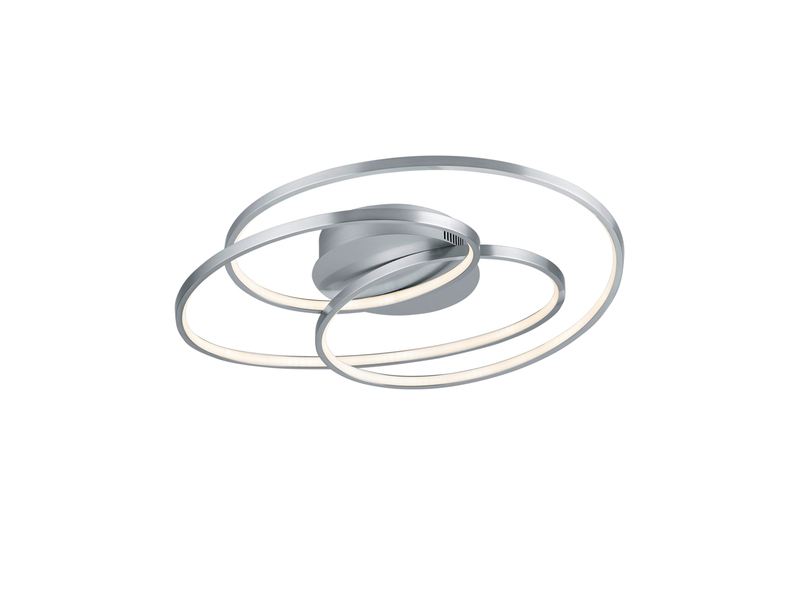 Große LED Deckenlampe GALE Silber, dimmbar über Schalter, Breite 60cm