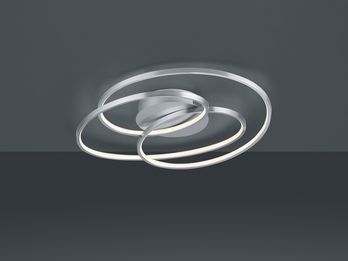 Große LED Deckenlampe GALE Silber, dimmbar über Schalter, Breite 60cm