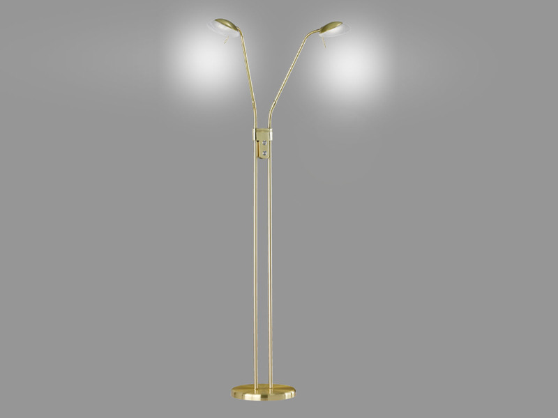 LED Stehleuchte POOL Messing 2-flammig dimmbar, Höhe 160cm