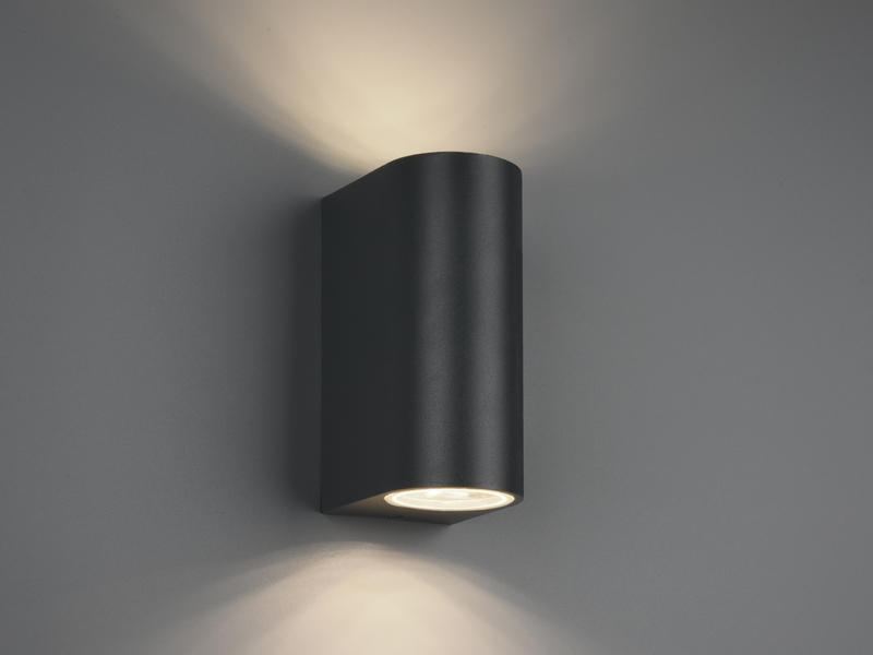 Runde Außenwandleuchte ROYA Up and Down aus Aluminium Anthrazit, Höhe 15cm