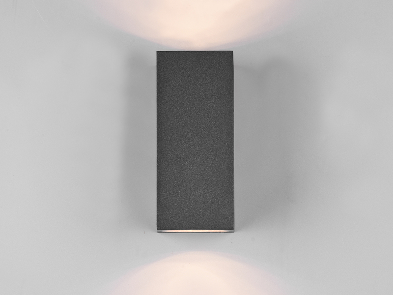 Eckige Außenwandleuchte ROYA Up and Down aus Aluminium Anthrazit, Höhe 15cm