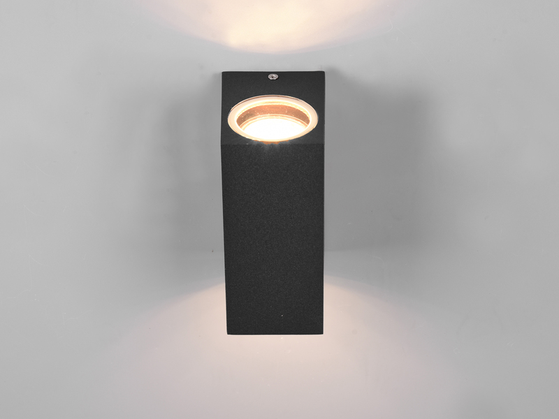 Eckige Außenwandleuchte ROYA Up and Down aus Aluminium Anthrazit, Höhe 15cm