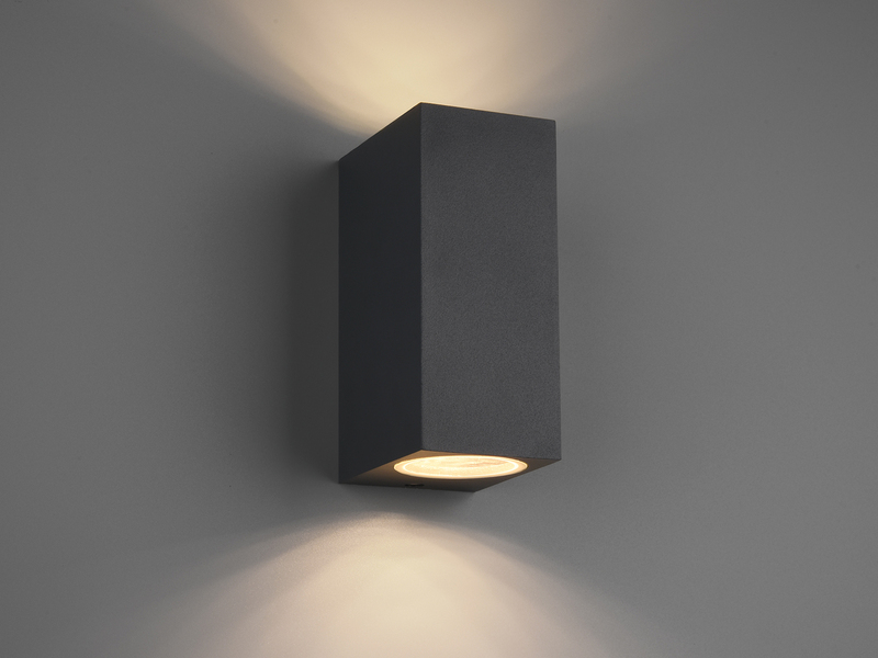 Eckige Außenwandleuchte ROYA Up and Down aus Aluminium Anthrazit, Höhe 15cm