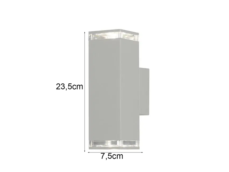 ALU Außenwandleuchte POLLUX Up and Down Weiß Effektstreifen IP44, Höhe 23,5cm