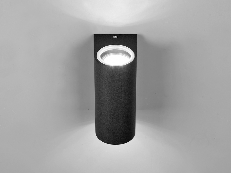 Runde Außenwandleuchte Up and Down Anthrazit mit GU10 LED, Höhe 15cm