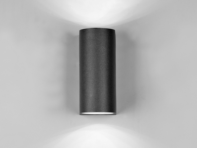 Runde Außenwandleuchte Up and Down Anthrazit mit GU10 LED, Höhe 15cm