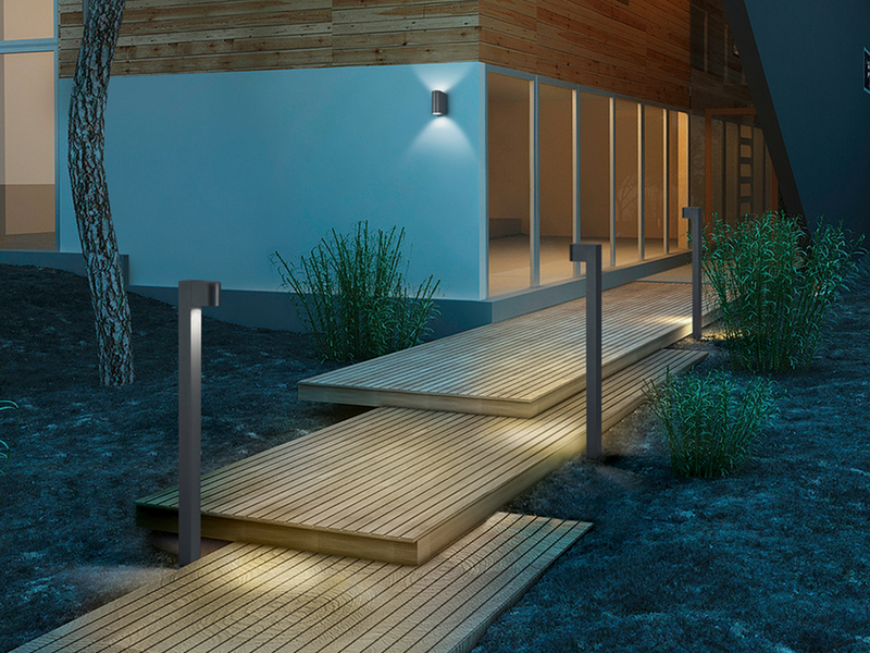 Runde Außenwandleuchte Up and Down Anthrazit mit GU10 LED, Höhe 15cm