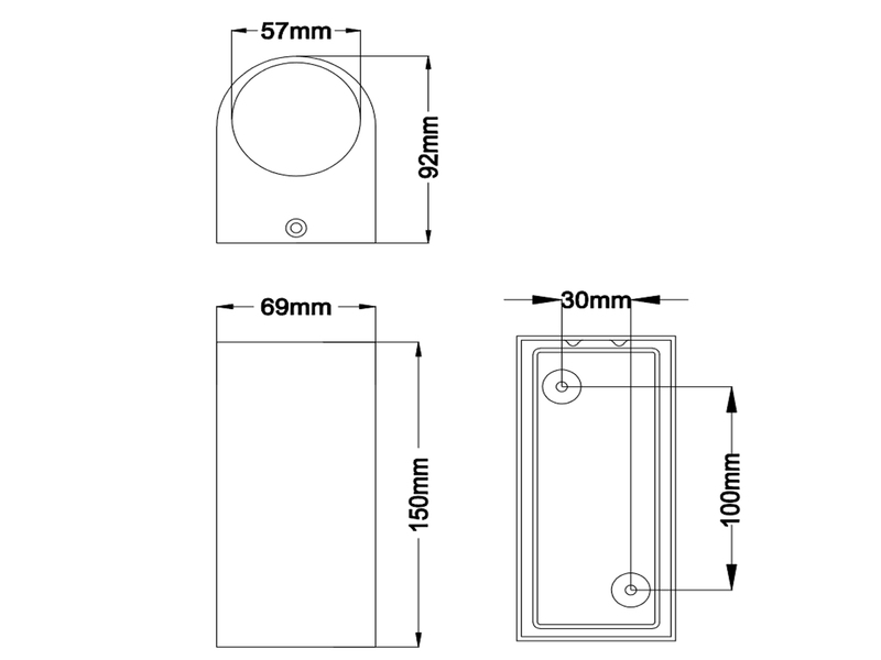 Runde Außenwandleuchte Up and Down Anthrazit mit GU10 LED, Höhe 15cm