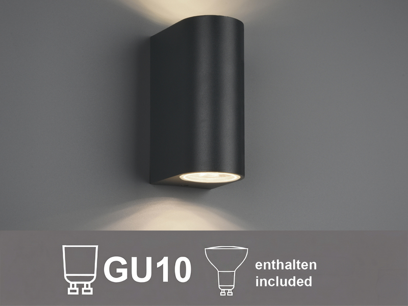 Runde Außenwandleuchte Up and Down Anthrazit mit GU10 LED, Höhe 15cm