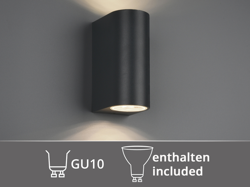 Runde Außenwandleuchte Up and Down Anthrazit mit GU10 LED, Höhe 15cm