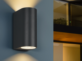 Runde Außenwandleuchte Up and Down Anthrazit mit GU10 LED, Höhe 15cm Runde Außenwandleuchte Up and Down Anthrazit mit GU10 LED, Höhe 15cm