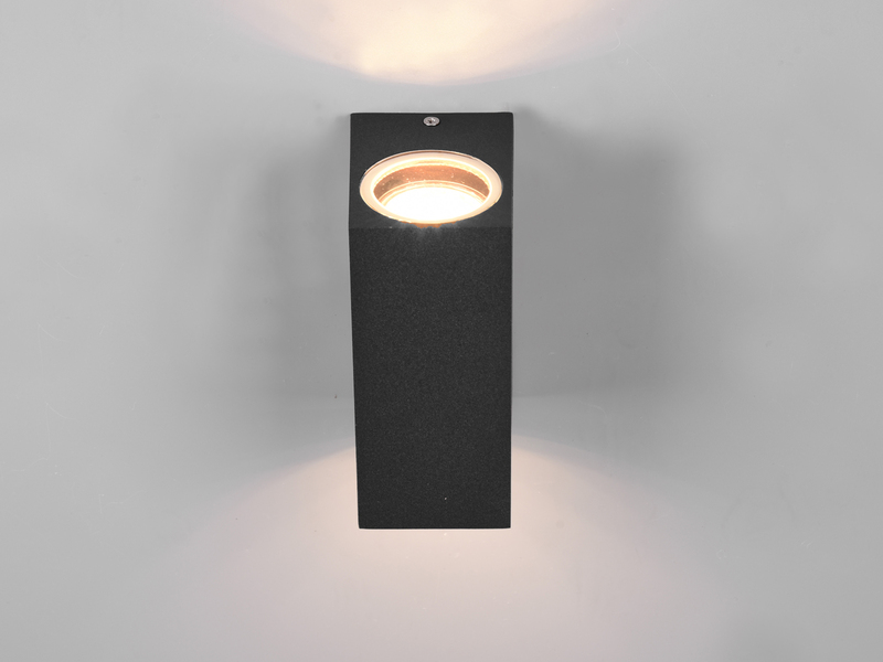Eckige LED Außenwandleuchte Up Down Light in Anthrazit, Höhe 15cm
