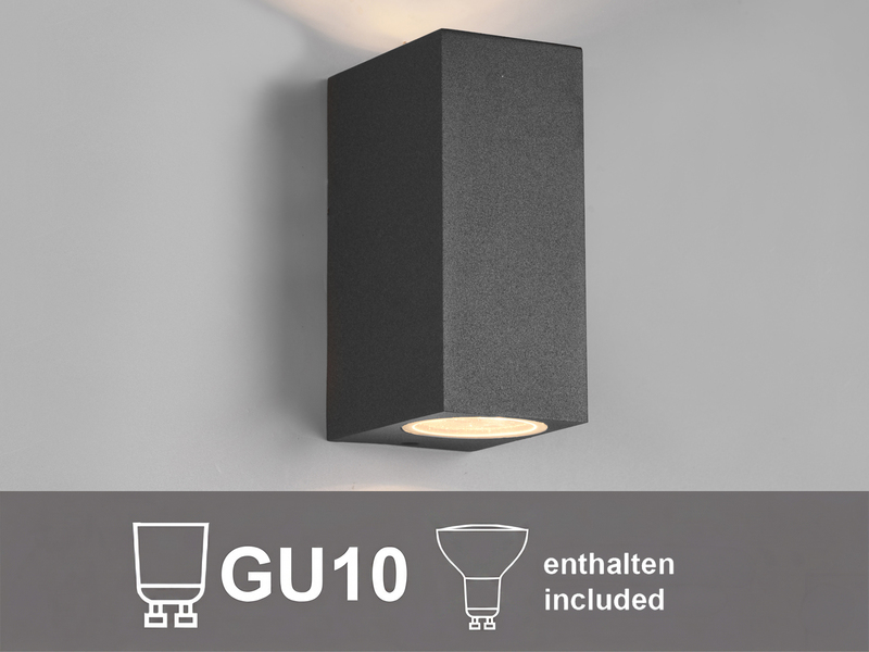 Eckige Außenwandleuchte Up and Down Anthrazit mit GU10 LED, Höhe 15cm