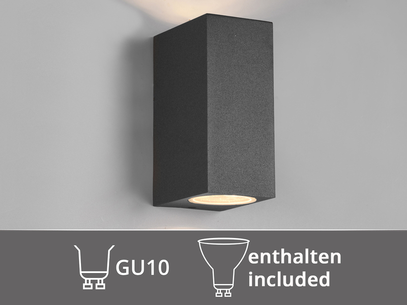 Eckige Außenwandleuchte Up and Down Anthrazit mit GU10 LED, Höhe 15cm