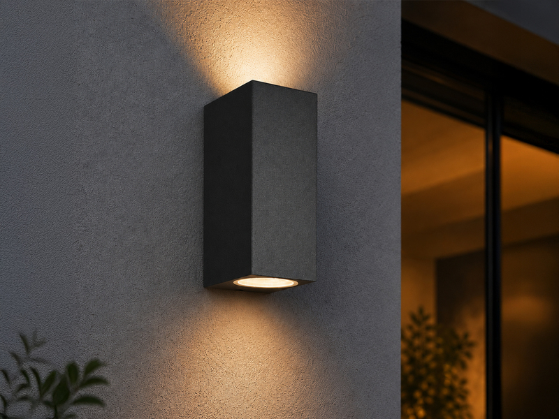 Eckige Außenwandleuchte Up and Down Anthrazit mit GU10 LED, Höhe 15cm