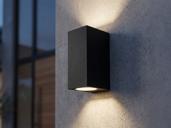 Eckige Außenwandleuchte Up and Down Anthrazit mit GU10 LED, Höhe 15cm Eckige Außenwandleuchte Up and Down Anthrazit mit GU10 LED, Höhe 15cm