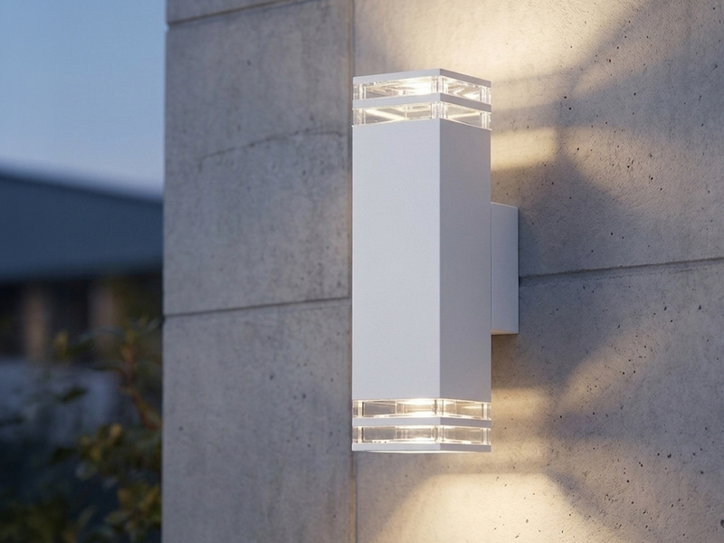 ALU Außenwandleuchte POLLUX Up and Down Weiß Effektstreifen IP44, Höhe27,5cm