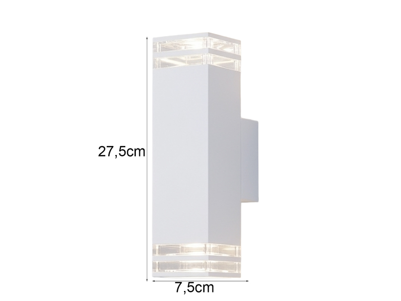 ALU Außenwandleuchte POLLUX Up and Down Weiß Effektstreifen IP44, Höhe27,5cm