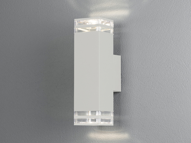ALU Außenwandleuchte POLLUX Up and Down Weiß Effektstreifen IP44, Höhe27,5cm
