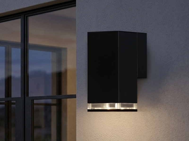 ALU Außenwandleuchte POLLUX Down Light Schwarz Effektstreifen IP44, Höhe 16,5cm
