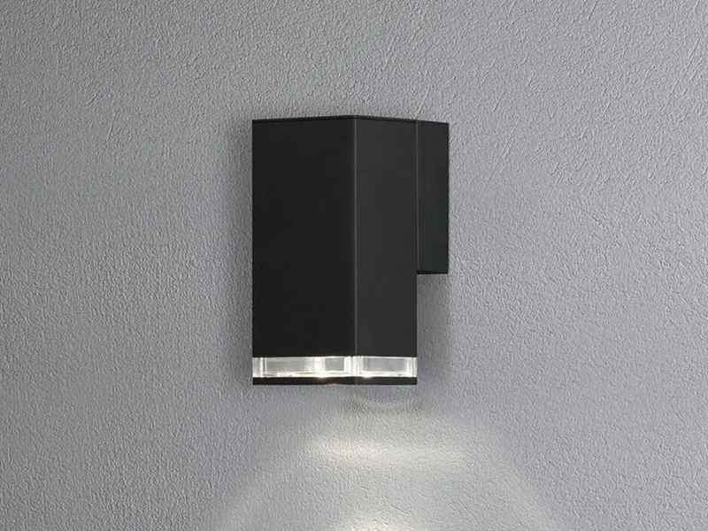 ALU Außenwandleuchte POLLUX Down Light Schwarz Effektstreifen IP44, Höhe 16,5cm