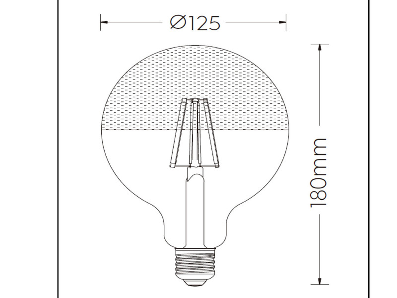 E27 Filament LED - 7 Watt, 680 Lumen, warmweiß, Ø12,5cm - extern dimmbar