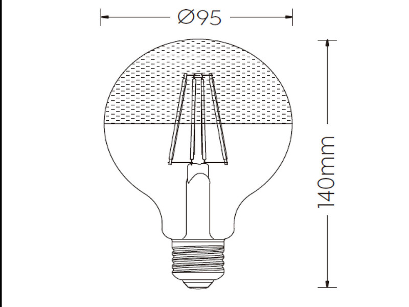 E27 Filament LED - 7 Watt, 680 Lumen, warmweiß, Ø9,5cm - extern dimmbar