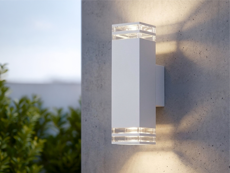 LED Außenwandleuchte ALU Up and Down Weiß Effektstreifen IP44, Höhe 27,5cm