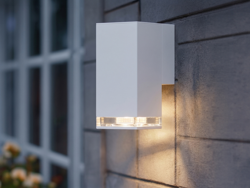 LED Außenwandleuchte ALU Down Light Weiß Effektstreifen IP44, Höhe 16,5cm