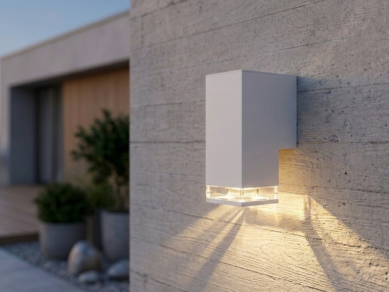 LED Außenwandleuchte ALU Down Light Weiß Effektstreifen IP44, Höhe 16,5cm