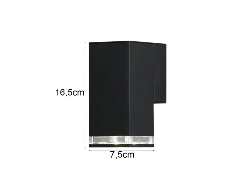 LED Außenwandleuchte ALU Down Light Schwarz Effektstreifen IP44, Höhe 16,5cm